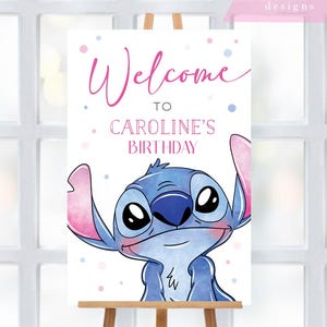 Sjabloon steek verjaardag welkomstbord, bewerkbare steek verjaardagsfeestje welkomstbord, leuk ontwerp voor kinderfeest, direct downloaden, afdrukbaar