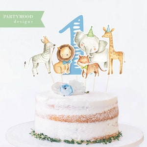 Safari Animals Centerpieces, Cake Toppers, Safari Animals Birthday, Table, Decor, Party Animals, Summer, Lion Elephant Boy | Printable