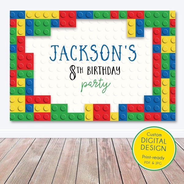 Building Blocks Backdrop, Editable Backdrop Blocks Birthday Party, Building Blocks Build It, Boy Birthday Party, Welcome, PRINTABLE Template