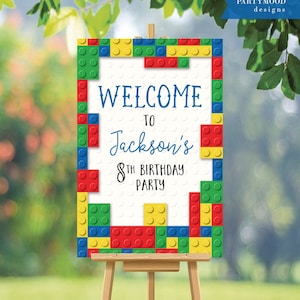 Building Blocks Welcome Sign, Reception, Blocks Birthday Party, Builders, Building Blocks, Build It, Boy Birthday Party, Welcome, PRINTABLE