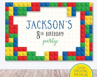 Building Blocks Backdrop, Editable Backdrop Blocks Birthday Party, Building Blocks Build It, Boy Birthday Party, Welcome, PRINTABLE Template