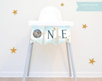 Space ONE Banner, Highchair Banner, Outer Space First Birthday, Astronaut Theme, First Trip Around the Sun, Boy 1st Birthday, Printable