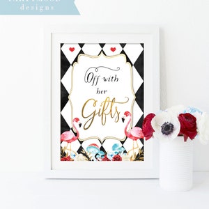 Alice In Wonderland Off with Her Gifts Sign, Onederland Girls 1st Birthday Party Invitation, Mad Hatter Tea Party, Winter Decoration