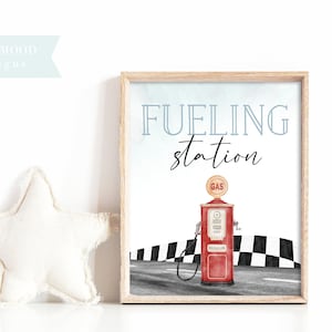 Fueling Station Sign, Fast One Fueling Station Sign, Race Car Birthday ...