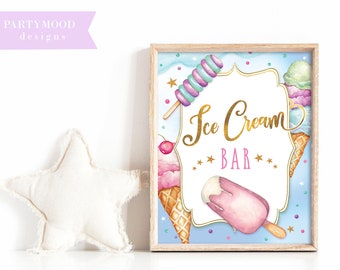 Ice Cream Bar Sign, Birthday Decor, Birthday,  Buffet, Here's The Scoop, Sweet One, Two Sweet, Ice Cream Sign, Girl Birthday, Printable 010