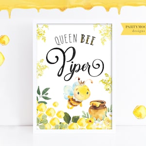 Bee Birthday Sign, Queen Bee, Our Little Honey Bee, Bumble Bee, Birthday Party for Girls, Bee-Day Theme, First Birthday | PRINTABLE | 013