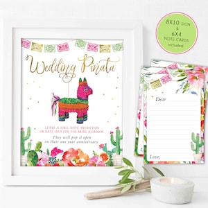 Wedding Pinata Sign, Mexican party Piñata, Let&#39;s Fiesta Bridal Shower, Decor, Floral, Flowers, Cactus, Bachelorette, Cacti, INSTANT DOWNLOAD