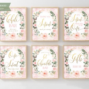 Winter Onederland Schilder, 6er Set One is Sweet, Geschenke Favors, One is Sweet, Mädchen Geburtstagswunderland, Urlaub, Gold Blush, digital bedruckbar