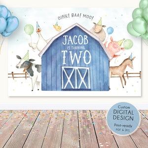 Bauernhof Hintergrund, Banner, Bauernhof Tiere, Junge zweiter Geburtstag, Junge Geburtstagsparty, Barnyard Bauernhof Dekorationen, Partytiere Bauernhof, PRINTABLE