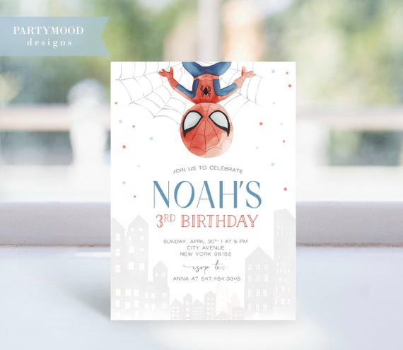Editable Spider Man Birthday Invitation, Superhero Birthday Invite, Superhero Theme, Spidey Invite, Download Printable Corjl Template