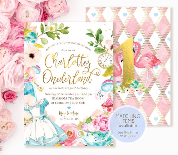 Alice in Onederland Wonderland Girl's 1st First Birthday Mad