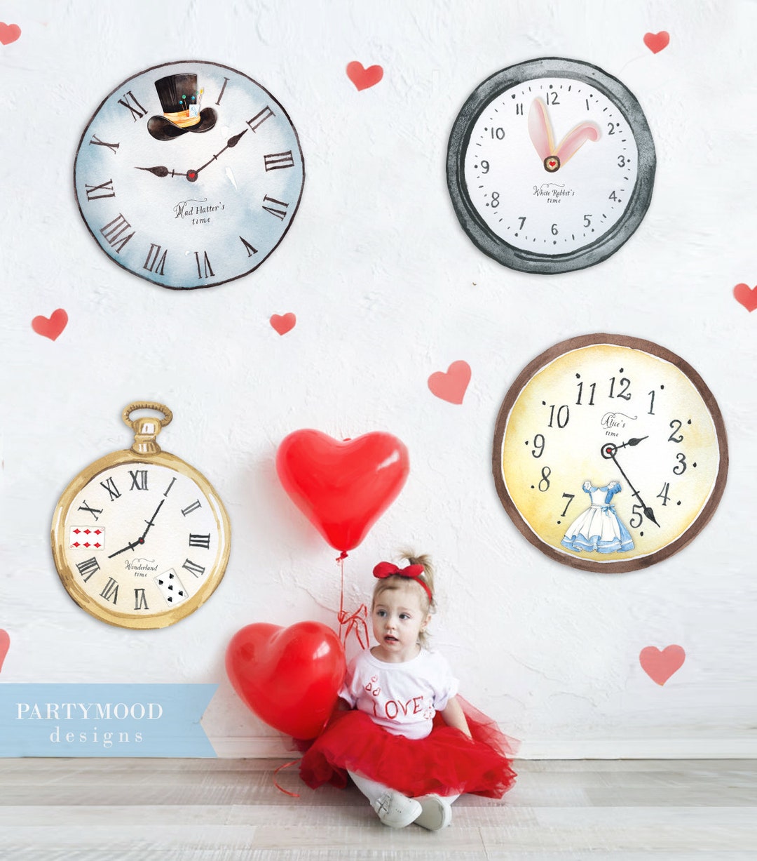 Alice in Wonderland Clock, Party Decorations, Onederland, Watch, Girl