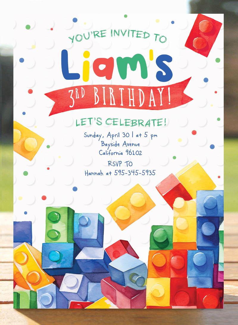 Editable Building Blocks Invitation, Blocks Birthday Party, Building ...