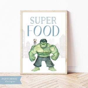 Superheroes Birthday Sign, Food Sign, Fun Superhero Sign, Avengers Decor, Superhero Theme Boy Avengers Party, Printable, INSTANT DOWNLAOD