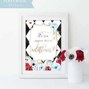 Alice In Wonderland Wildflower Sign, Time for Tea, Onederland Girls 1st Birthday Party Invitation, Mad Hatter Tea Party, Winter Decoration