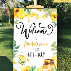 Bee Backdrop, Bumble Bee Banner, Little Honey Birthday Party, Bee-day ...