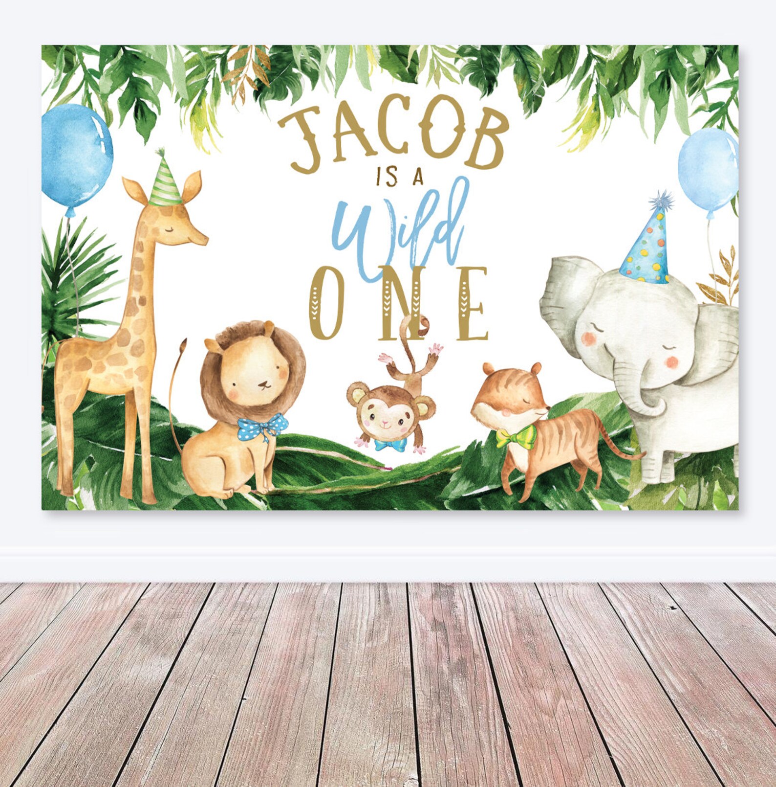 Wild One Safari Backdrop Editable Boy 1st Birthday Wild Lion - Etsy