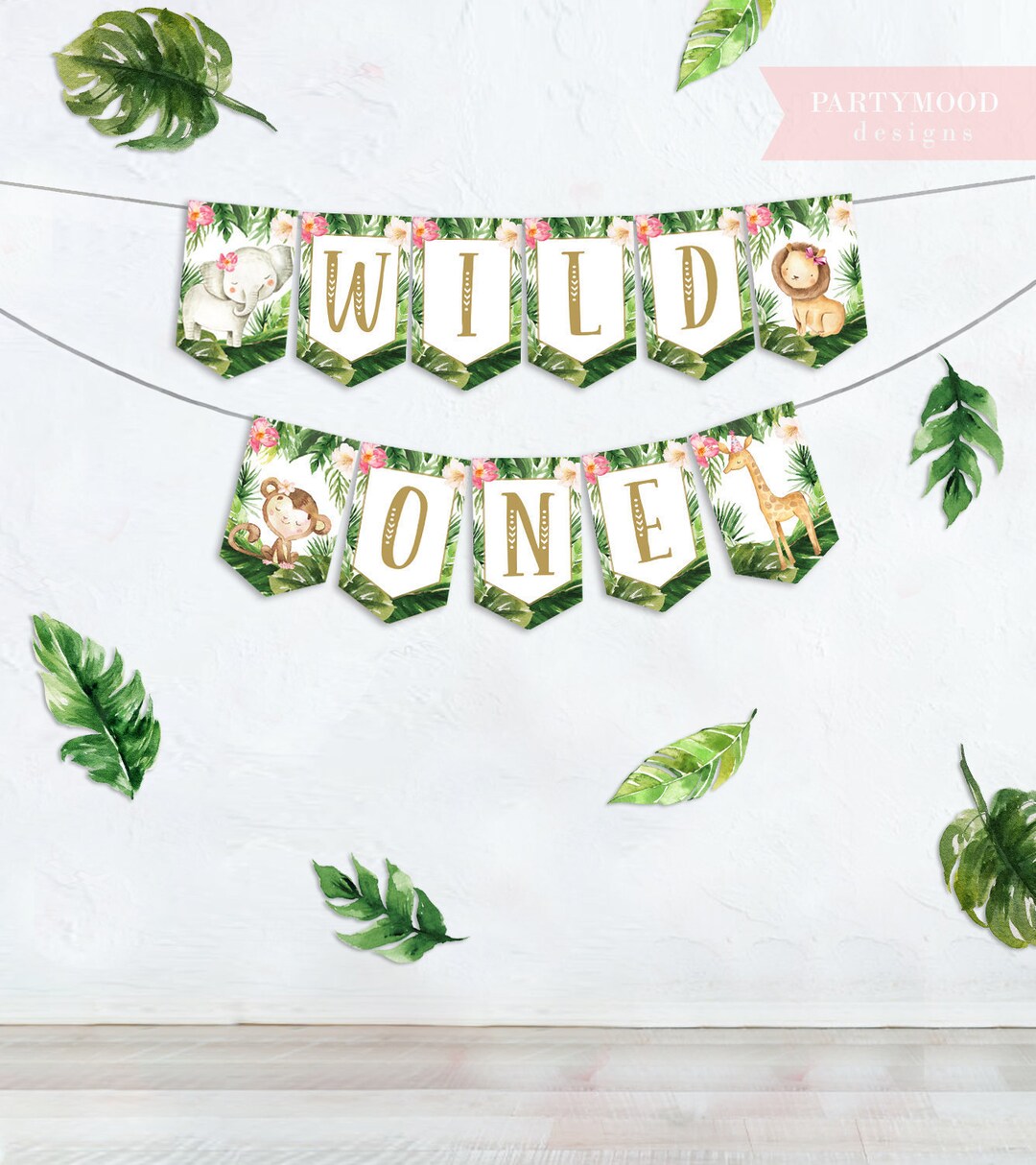 Wild One Banner, Safari Banner, Girls 1st Birthday, Jungle Theme, Wild ...