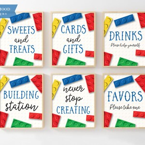 Building Blocks Birthday Signs, Set of 6, Building Bricks, Blocks Birthday Party, Builders, Building Bricks Build It, Boy Birthday PRINTABLE