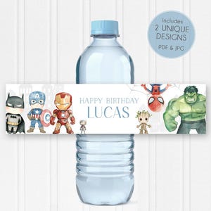 Banner de feliz cumpleaños de superhéroes, Banner HBD, Letrero de los Vengadores, Tema de superhéroe, Decoración de pared, Fiesta de los Vengadores para niño, Descarga instantánea imprimible imagen 9