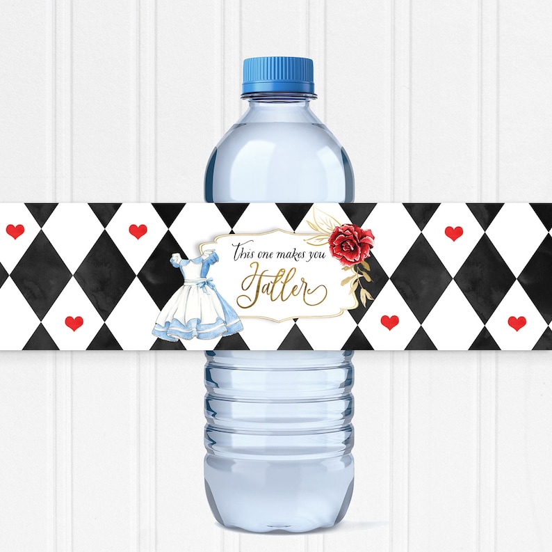 Alice in Wonderland Water Bottle Labels Onederland Girl 1st Etsy