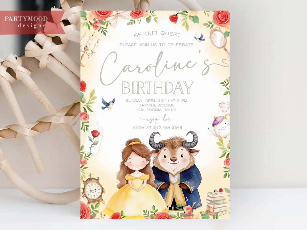 Beauty And The Beast Birthday Invitations www.etsy.com