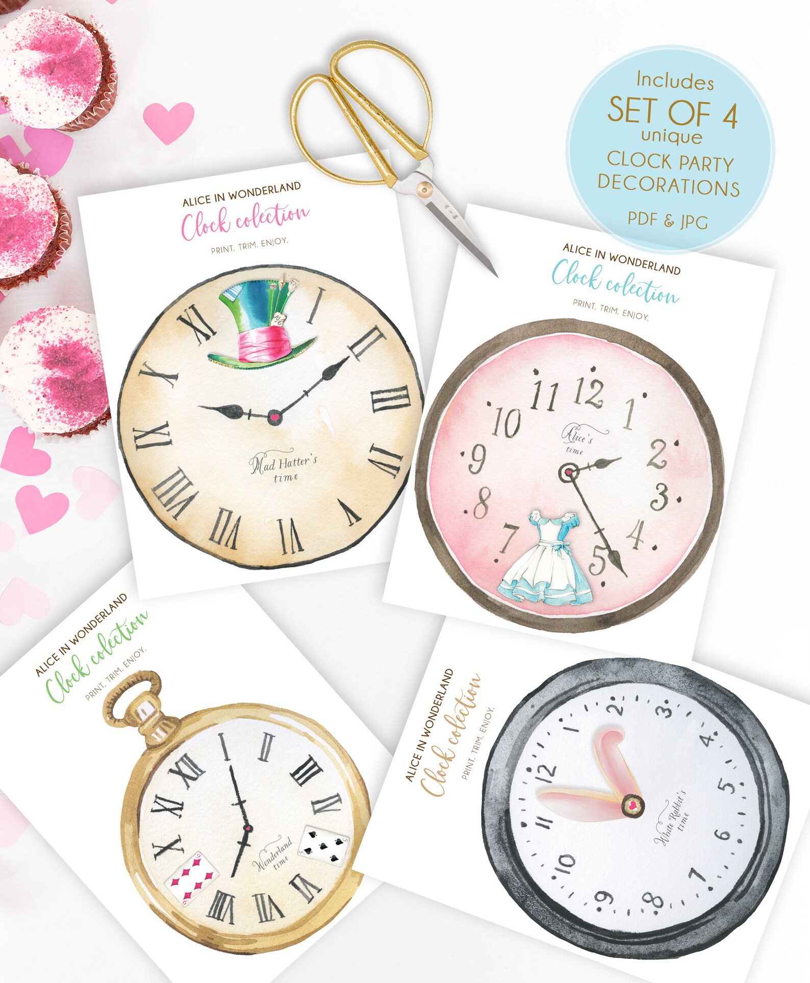 Alice in Wonderland Clock Party Decorations Onederland Etsy UK