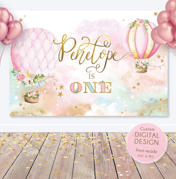 Hot Air Balloon Backdrop 1st Birthday Banner up up and Away Etsy