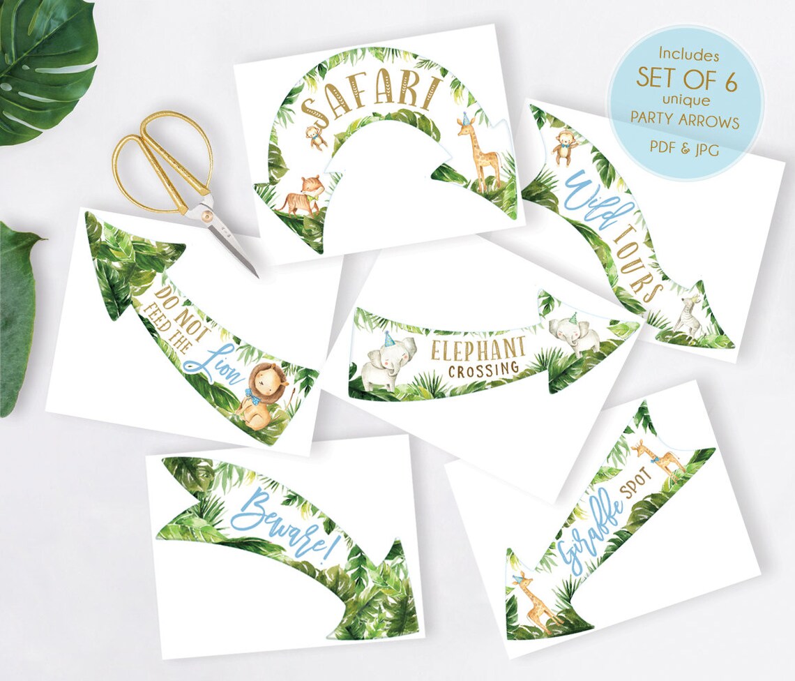 Safari Animals Arrows Directional Party Arrows Decor Safari - Etsy Polska