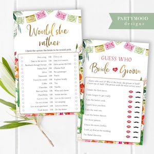 Fiesta Bridal Shower Games, Mexican party Game Bundle, Couples Shower, Flowers, Cactus, Bachelorette, Let&#39;s Fiesta Bridal Shower, Printable