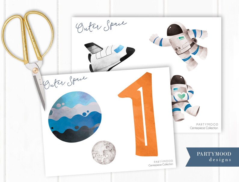 Unique Outer Space Centerpiece Decorations - 10" Rocket & 6" Planets (3-Piece Set)