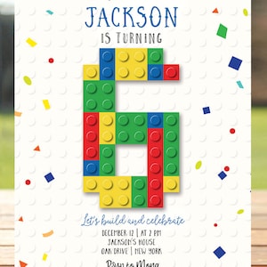 Editable Building Blocks Invitation, Blocks Birthday Party, Building Blocks Invite, Build It Bricks, Boy Birthday Party, Any Age, PRINTABLE