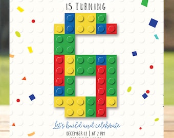 Editable Building Blocks Invitation, Blocks Birthday Party, Building Blocks Invite, Build It Bricks, Boy Birthday Party, Any Age, PRINTABLE