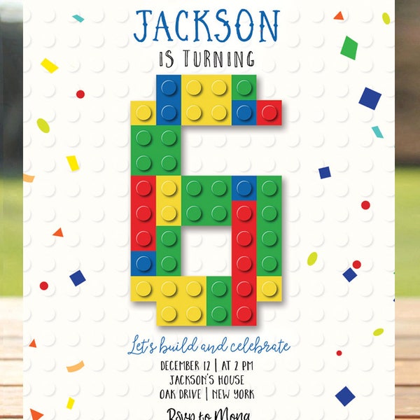 Editable Building Blocks Invitation, Blocks Birthday Party, Building Blocks Invite, Build It Bricks, Boy Birthday Party, Any Age, PRINTABLE