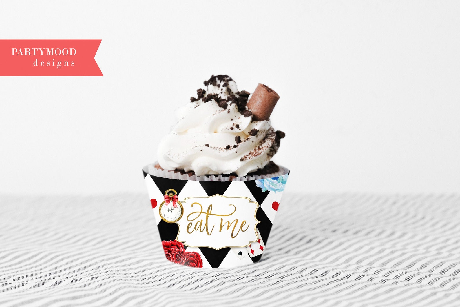 Alice in Wonderland Cupcake Wrappers Eat Me Wrapper Etsy