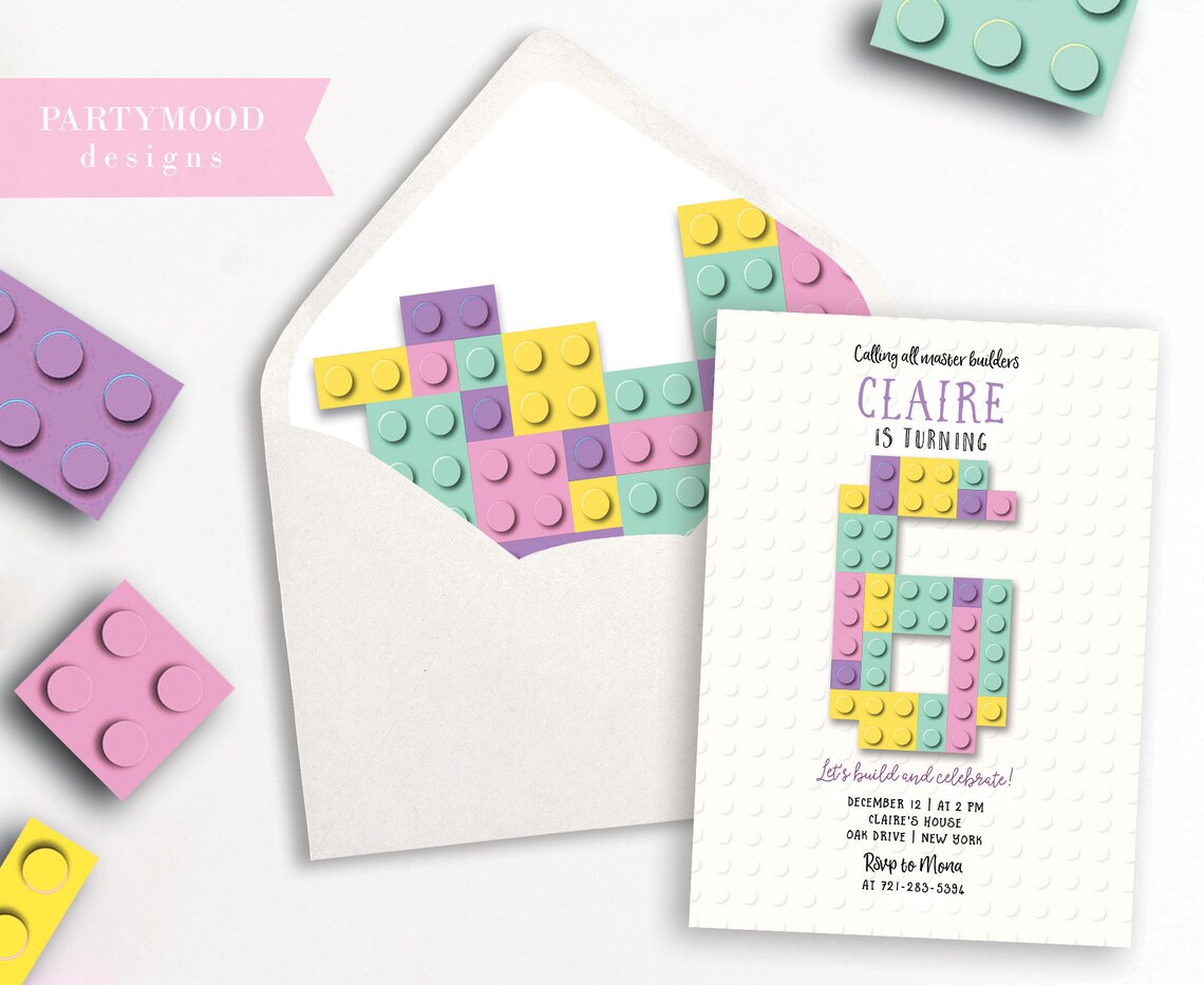 Editable Building Blocks Invitation, Blocks Birthday Party, Building ...