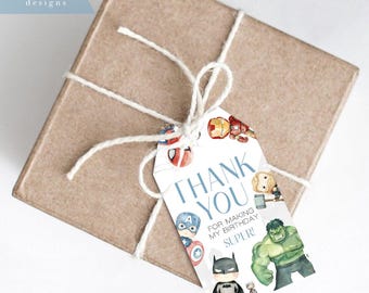 Superhero Favor Tags, Superhero Tags Avengers Gift Tags Birthday Tag, Boy Avengers Party, Instant Download Printable