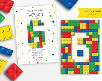 Building Blocks Invitation, Editable, Blocks Birthday Party, Building Blocks Invite, Build It Bricks, Boy Birthday Party, Any Age, PRINTABLE
