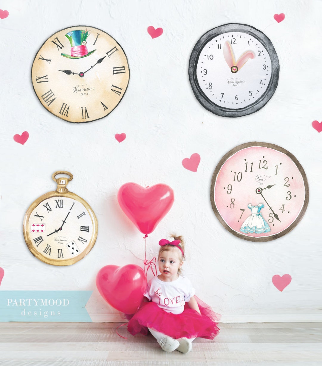 Alice in Wonderland Clock, Party Decorations, Onederland, Watch, Girl