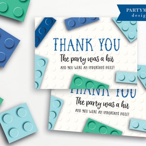 Bausteine Danksagungskarten, Danksagungskarten, Bausteine Geburtstagsparty, Baumeister, Bausteine, Build It, Boy Birthday Party, PRINTABLE