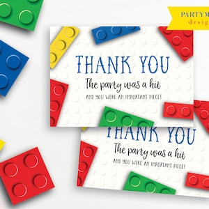 Building Blocks Thank You Cards, Thank you cards, Blocks Birthday Party, Builders, Building Blocks, Build It, Boy Birthday Party, PRINTABLE