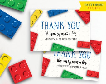 Building Blocks Thank You Cards, Thank you cards, Blocks Birthday Party, Builders, Building Blocks, Build It, Boy Birthday Party, PRINTABLE