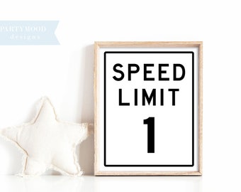 Editable Speed Limit Sign, Race Car Birthday Party, Racing Party Decor Two Fast Fast One Printable Custom Speed Limit Sign, Digital Download