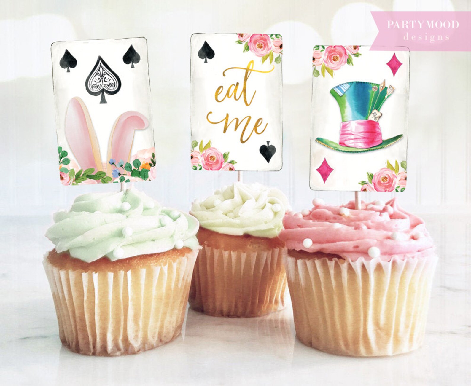 Alice in Wonderland Cupcake Wrappers Eat Me Wrapper Etsy