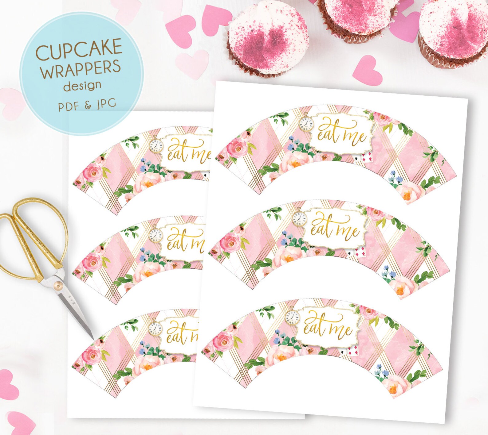 Alice in Wonderland Cupcake Wrappers Eat Me Wrapper Etsy