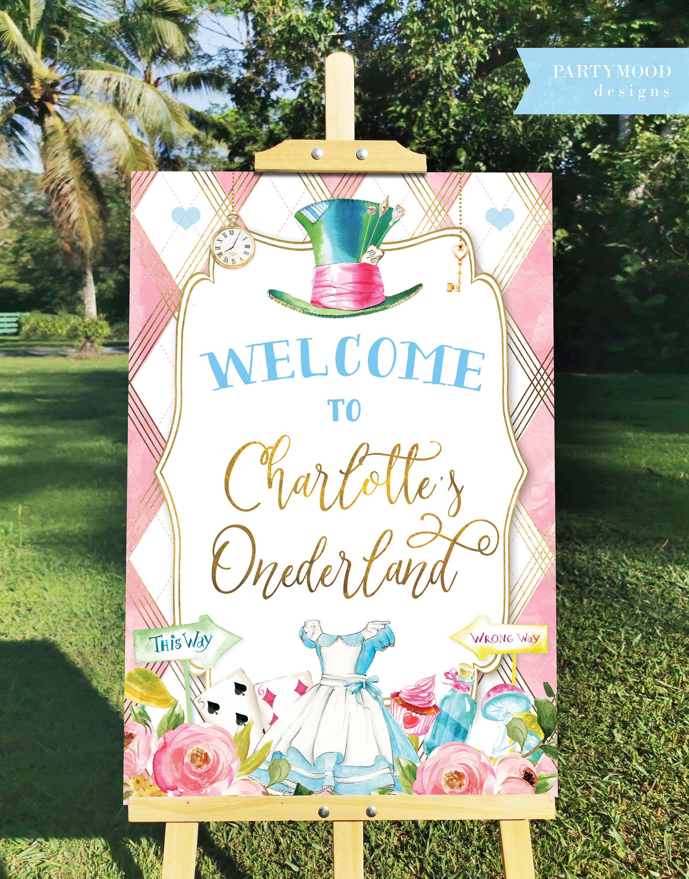 Alice in Wonderland Backdrop Onederland Girl's 1st Etsy