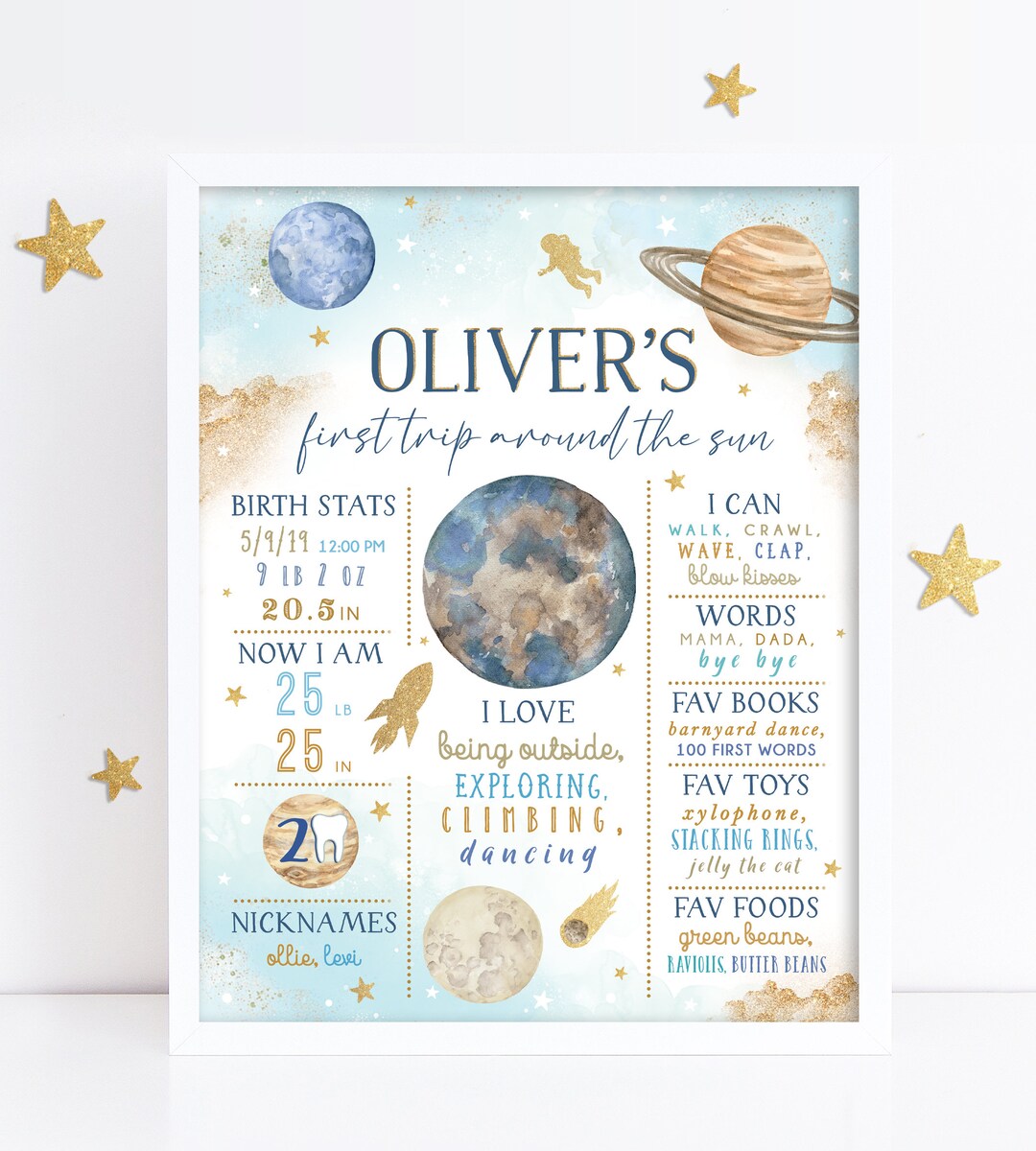 Outer Space Milestone Board, Editable Baby Infographic, First Trip ...