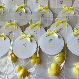 Set van 12 gele babyshowerbedankjes wax melts/Baby Reveal/100% soja