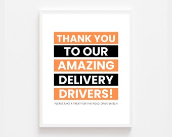 Halloween Stripes Delivery Driver Drinks Snack Sign Printable | Thank You Delivery Drivers Sign | Porch Snack Station Sign