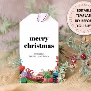 Regalos divertidos etiqueta de regalo imprimible, etiqueta de regalo de Navidad editable, etiqueta de vacaciones imprimible, etiqueta de regalo de Navidad editable, Navidad editable
